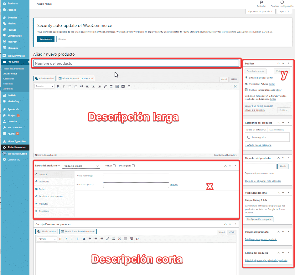 crear productos en woocommerce