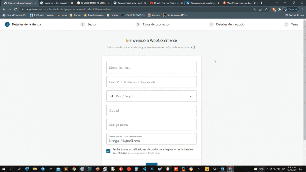 instalación de woocommerce