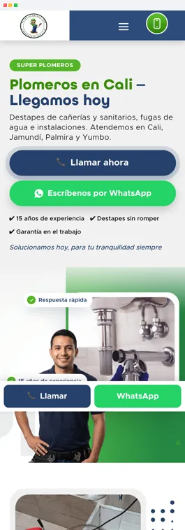 Página web de Super Plomeros Cali diseñada por Luis Guerra